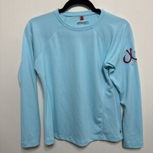 Montauk Tackle Shirt Mens S Teal Long Sleeve Performance Tee MTC Dryprotect EUC